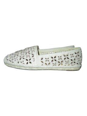Michael Kors Darci Floral Laser Cut cutout Natural Cream Fabric Espadrille Flats